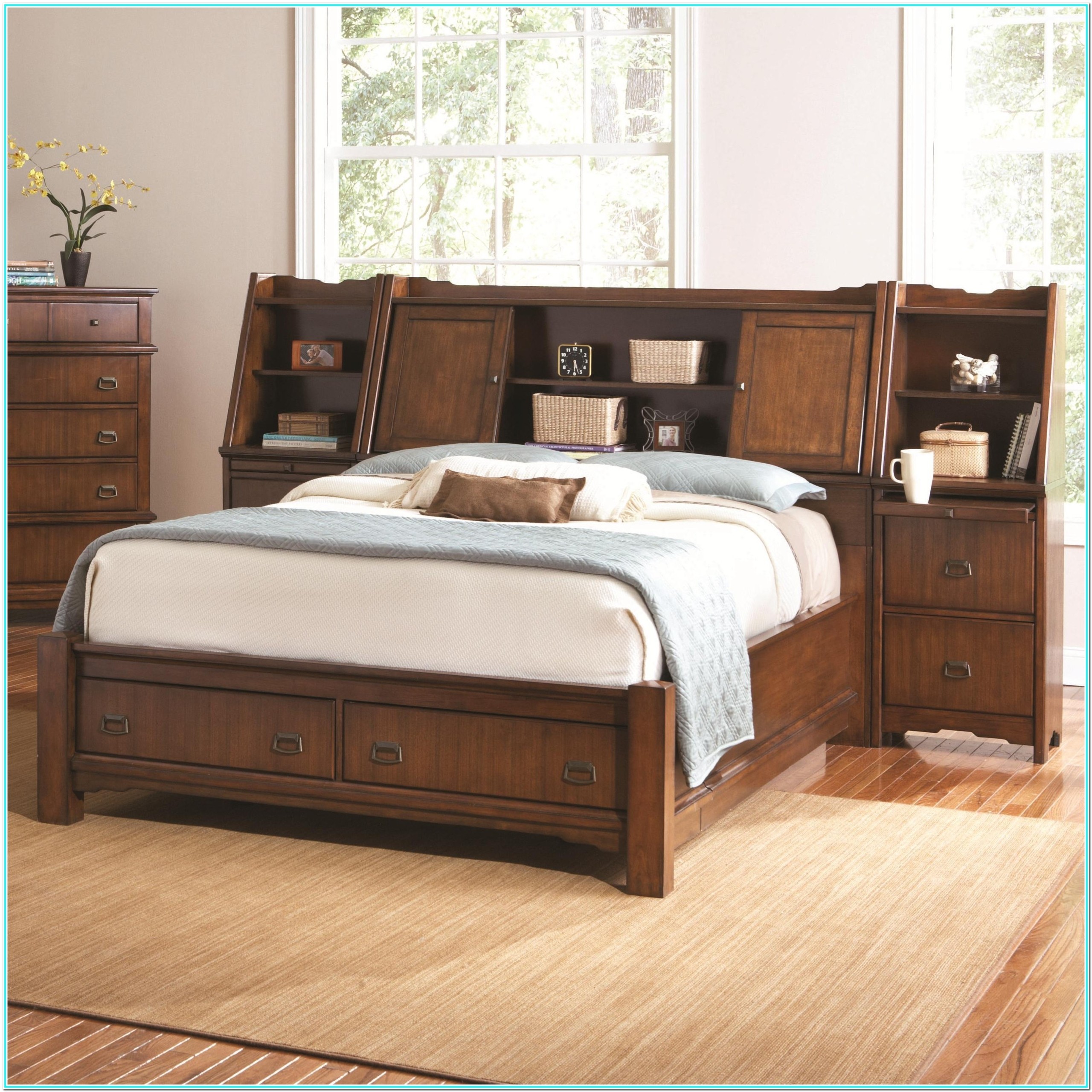 King bed with headboard and deals storage