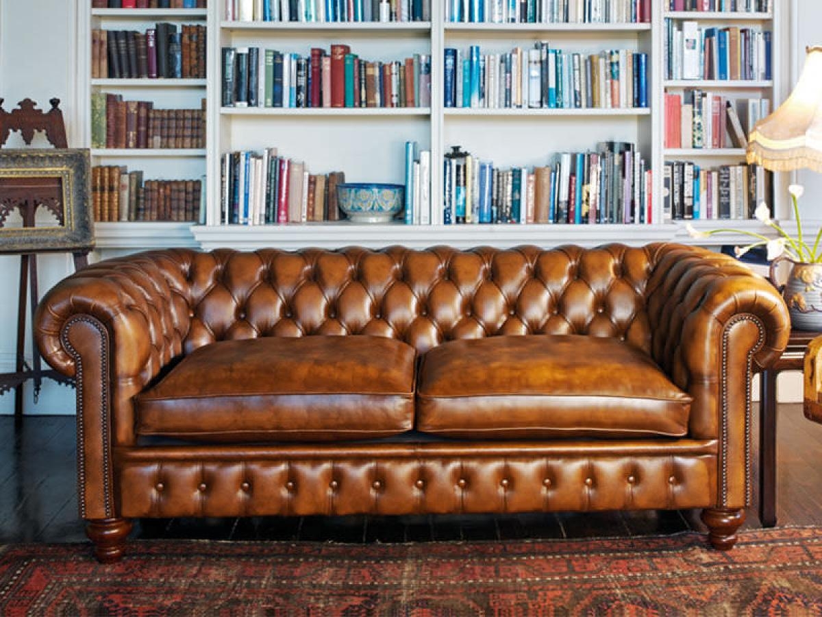 Camel colored store leather couch