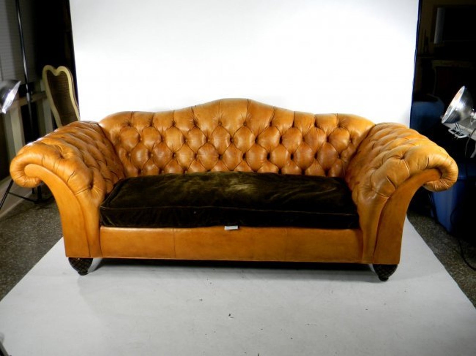 leather camel baack sofa