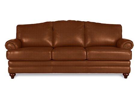 Leather camel back sofa 24