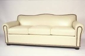 Camelback leather sofa