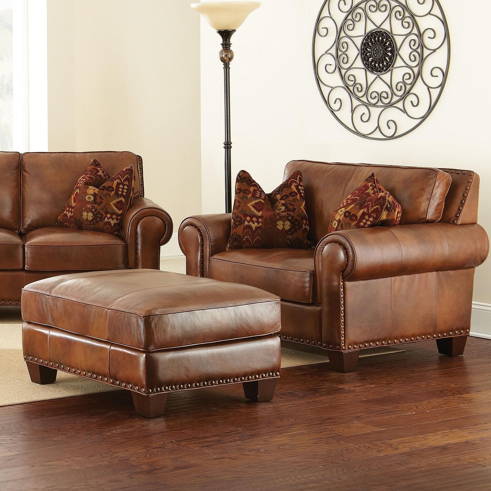 Leather chair and a half with ottoman