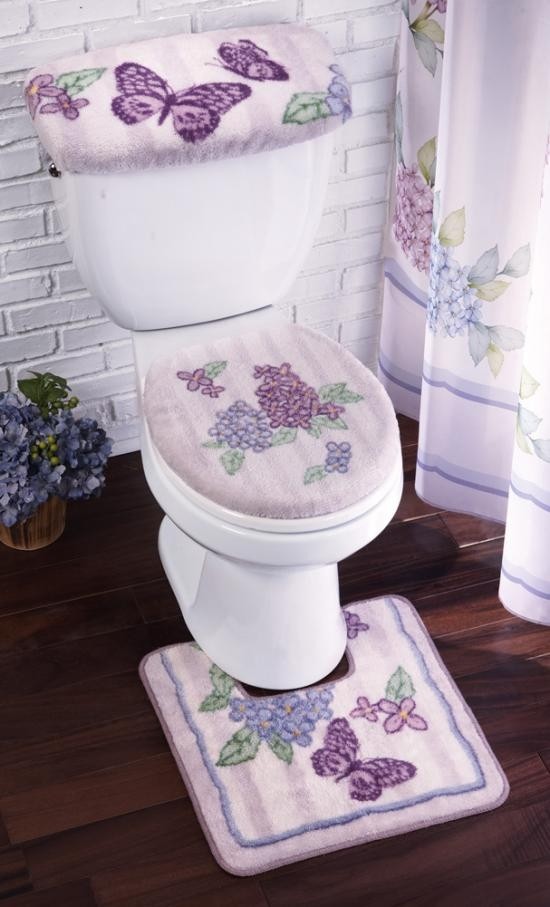 Lilac & Butterflies Bathroom Commode Set