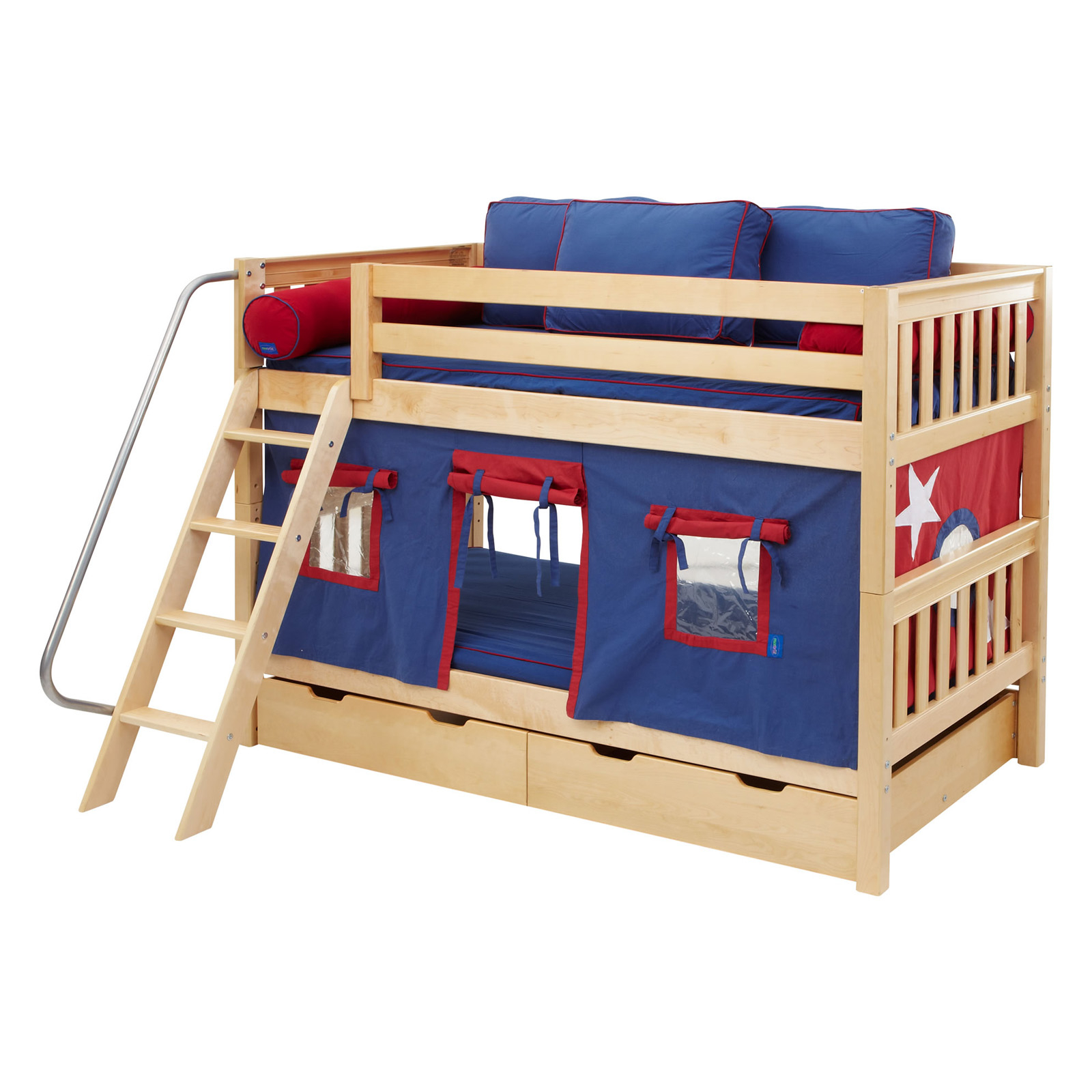 Loft bed with tent and slide
