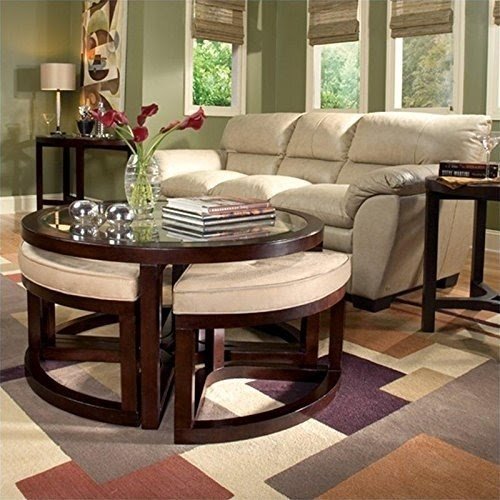 Magnussen Juniper 3 Piece Accent Table Set with Seating in Mink