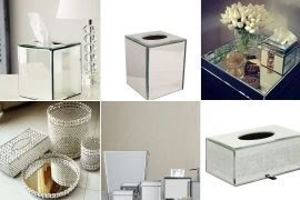 mirrored glass tissue box holder