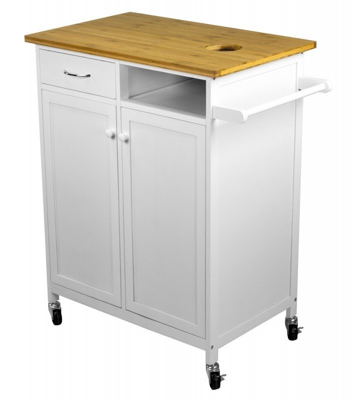 Nordic Sunrise Kitchen Cart with Butcher Block Top