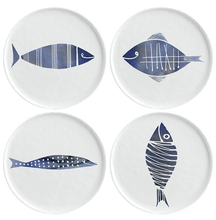 Dinner plates with fish design best sale