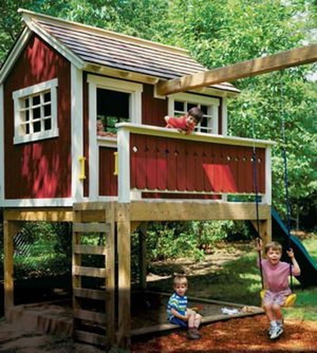 Raised wooden clearance playhouse