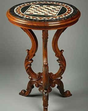 table round chess foter inlaid tripod marble