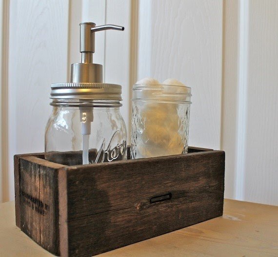 Rustic reclaimed wood caddy gift desk