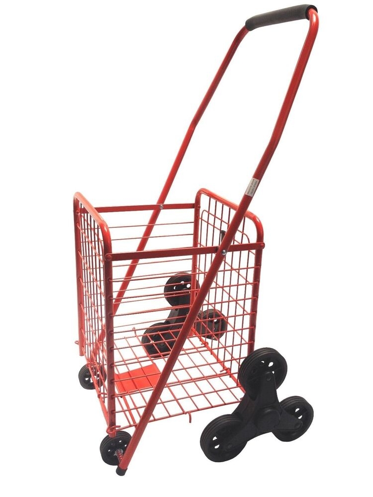 SCF Stair Climbing Cart 3 Tri-Wheel Folding Shopping Senior's Handcart - Rolling Utility - Lightweight Urban Traveller
