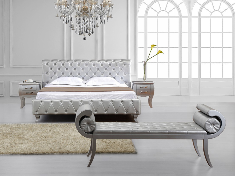 Silver Leather Bed   Foter