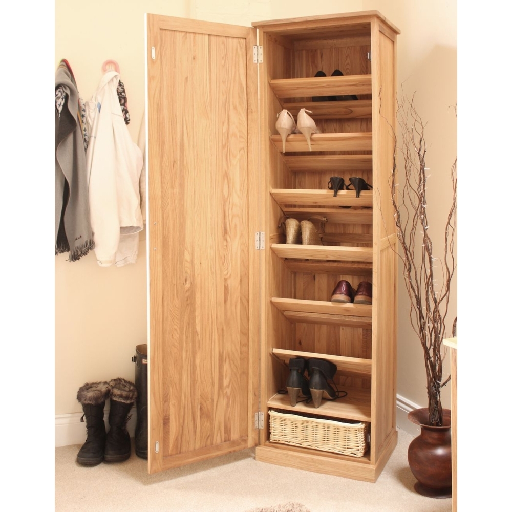 Solid oak shoe storage cabinet