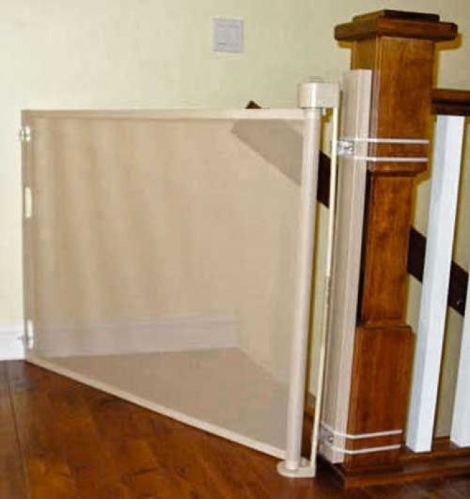 baby gate for stairs with metal banister on one side