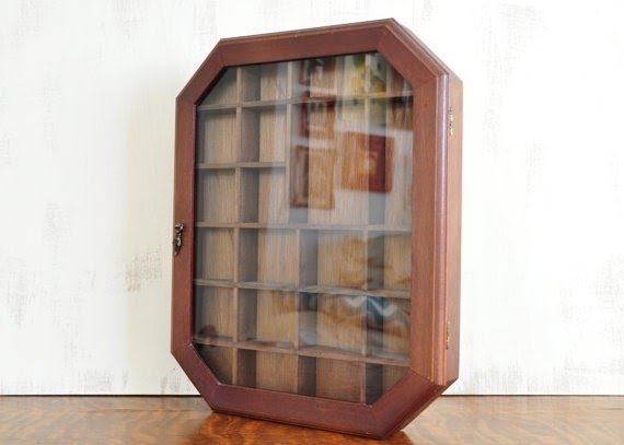 Vintage wood curio cabinet wall hanging