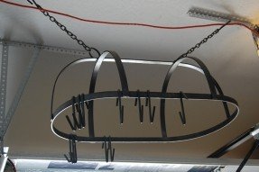 Vintage wrought iron hanging pot rack