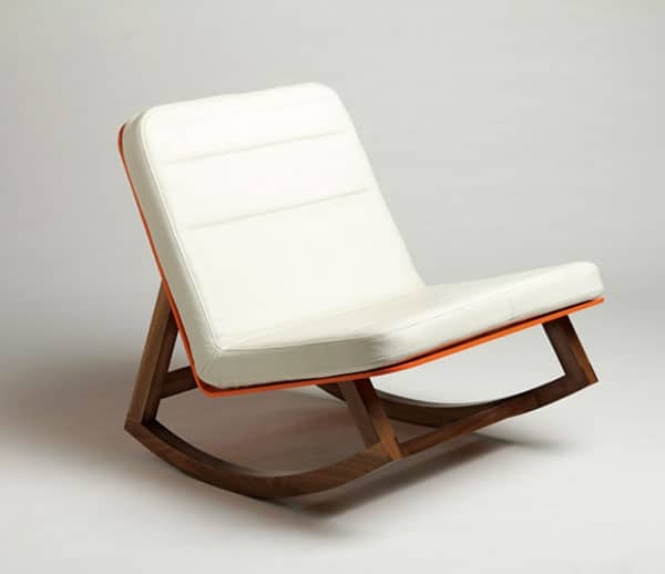White leather rocking chair