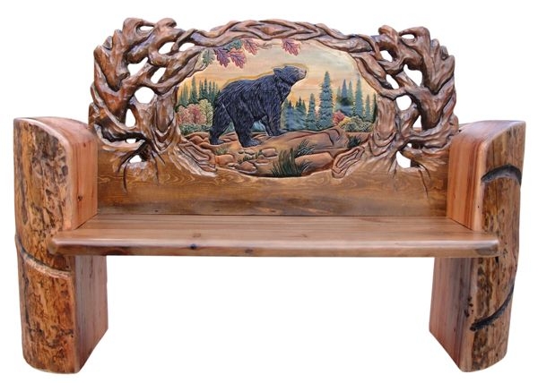 Wood carved benches