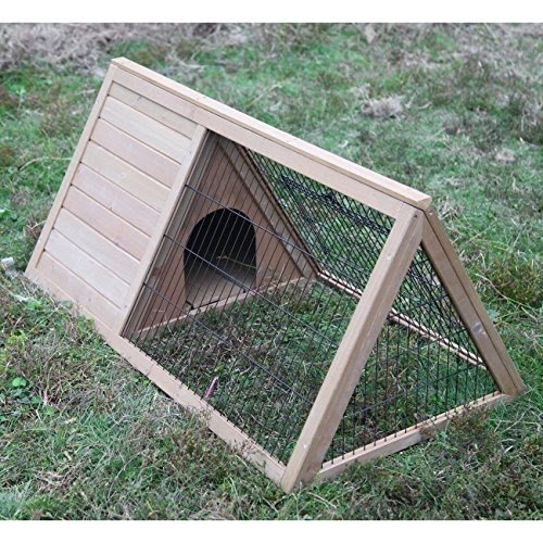 Wooden Rabbit Hutch Triangular A-Frame Chicken Guinea Pig Ferret House Coop Cage