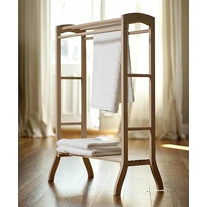 Vintage free standing discount wooden towel rail