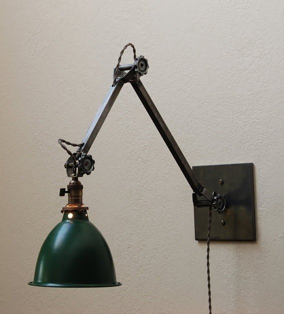 Antique cast iron wood pulley lamp