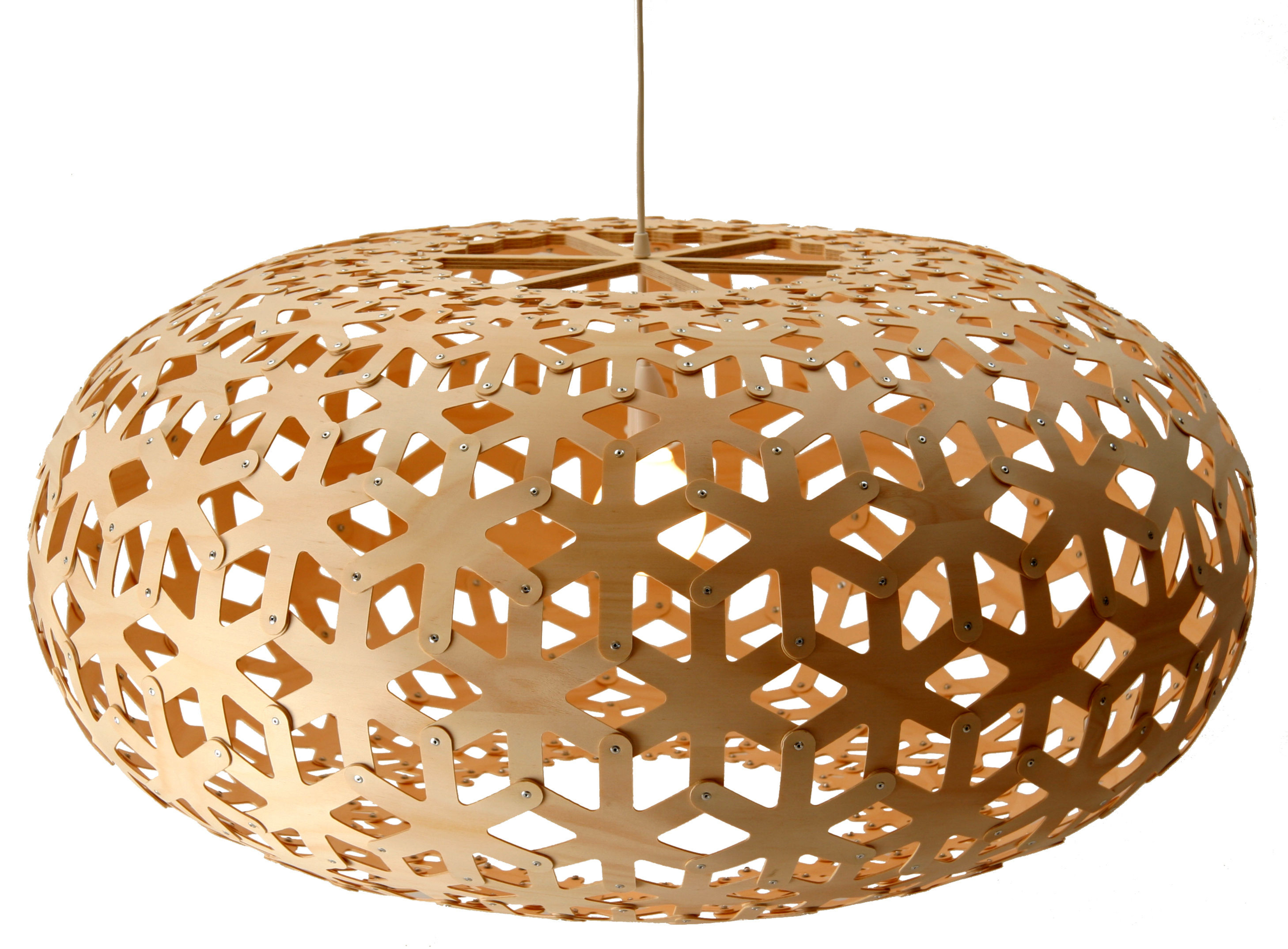 Natural bamboo pendant lampshade with gloss lacquer exterior Style: Wave 