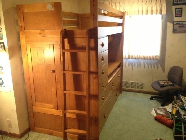 bunk bed all in 1 loft with trundle desk chest closet