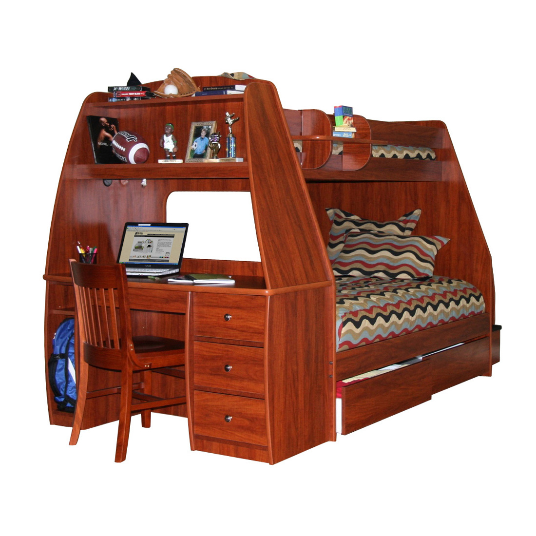 bunk bed with trundle and desk