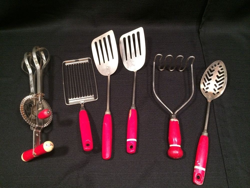 1960's to 1970's Vintage Kitchen Utensils Plastic Handles Ekco