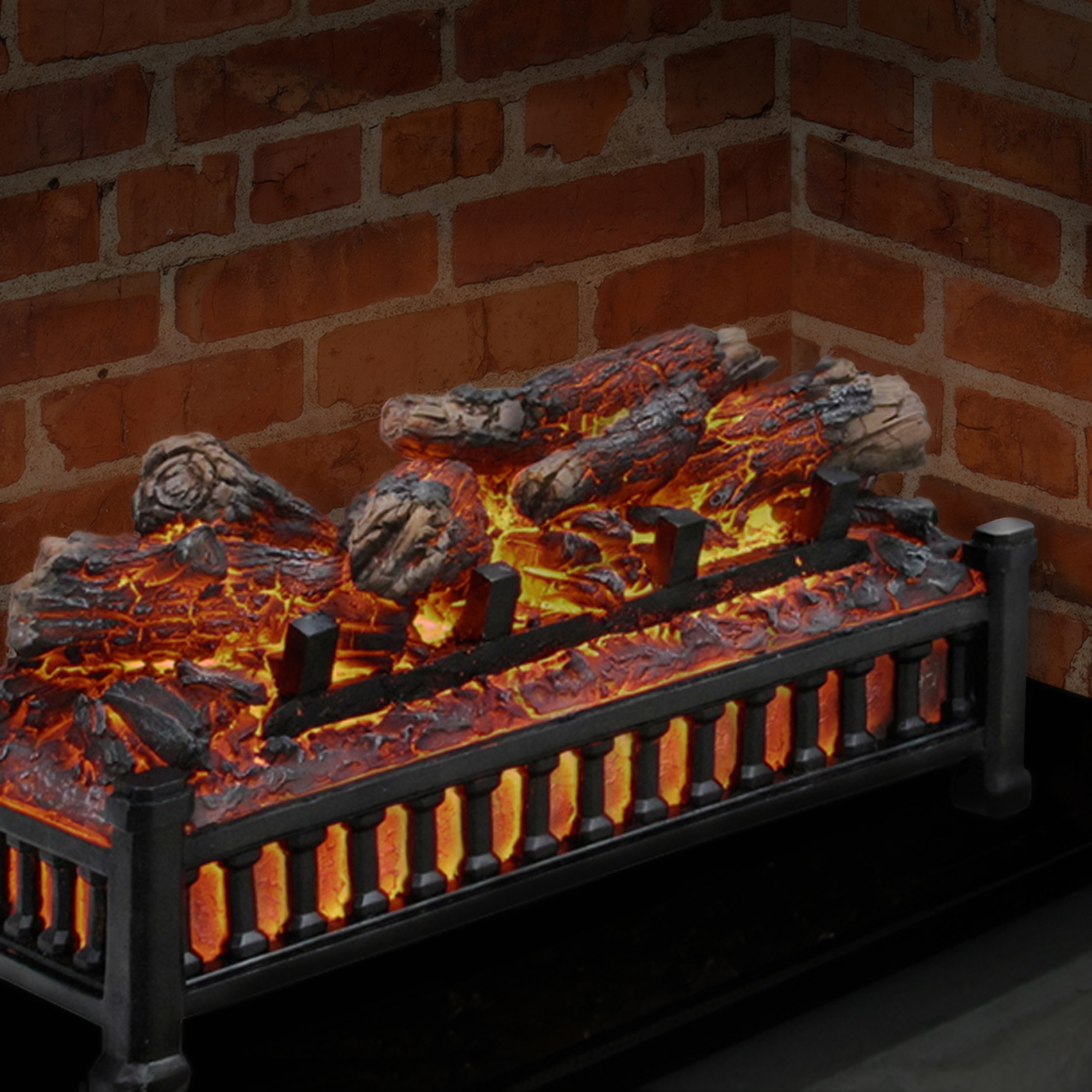 Electric fireplace logs with heater