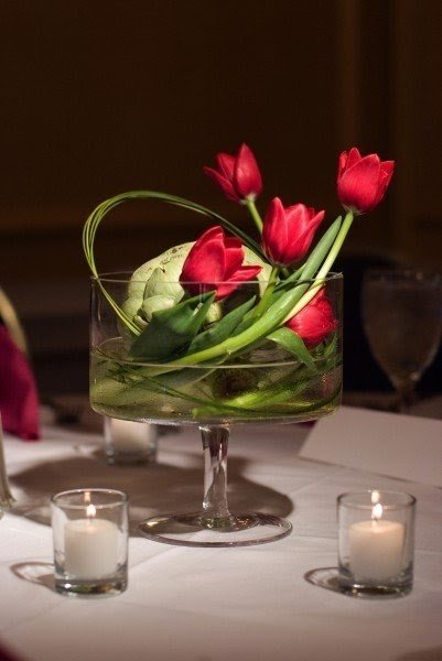 Fake tulips in vase