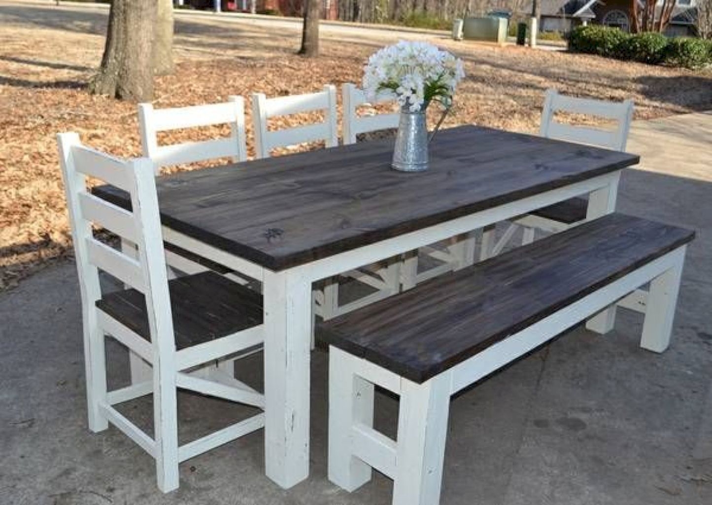 Farmhouse table and bench set 1