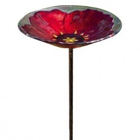 Garden Grace: Fountains & More Pansy Stake Bird Bath In Ruby