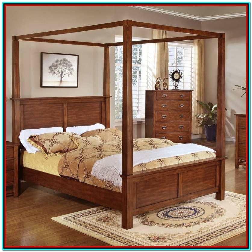 Give Your Bedroom A Romantic Touch With The Sunny Three Piece Bedroom Set This Warm Honey Oak Set Includes A Nightstand And Chest For Storage And Features A Beautiful Four Poster Bed To Add A Dramatic 
