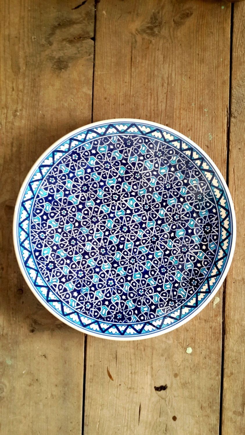 Hand made turkish ceramic plate wall decor iznik by turqu50