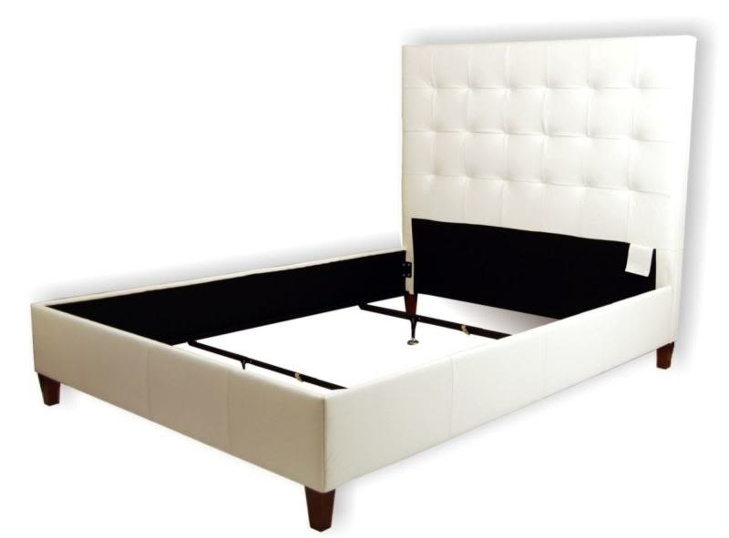 King size white leather bed extra tall headboard