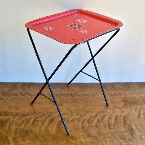 Mid century folding metal tv tray with