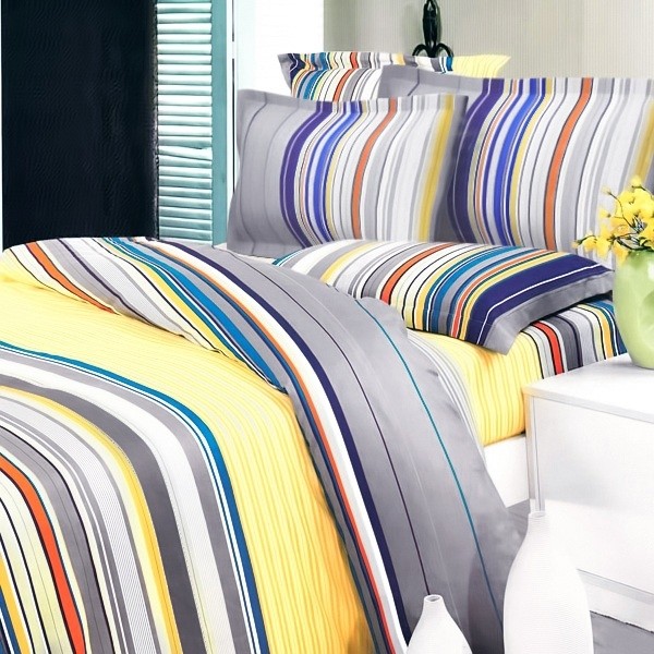 Multi stripe comforter bedding set bright and fun striped bedding