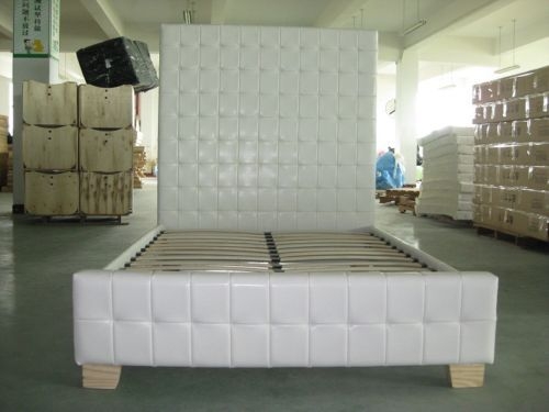 New luxury king size white leather bed frame 167cm high