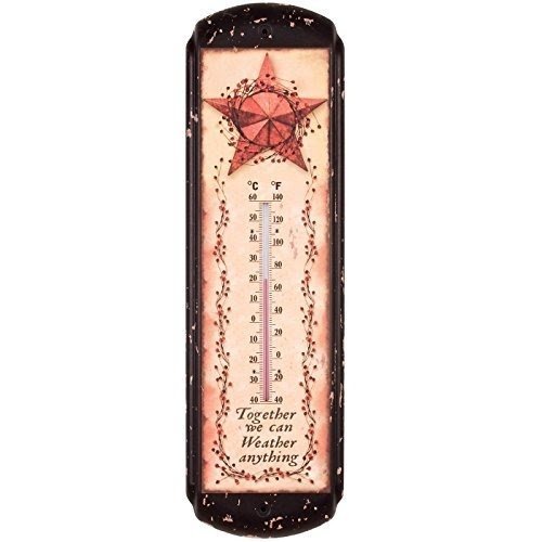 Outdoor Thermometer, Measurement is in Fahrenheit, Rustic Hickory &  Galvanized Metal Thermometer With Lichtenberg Figuring 