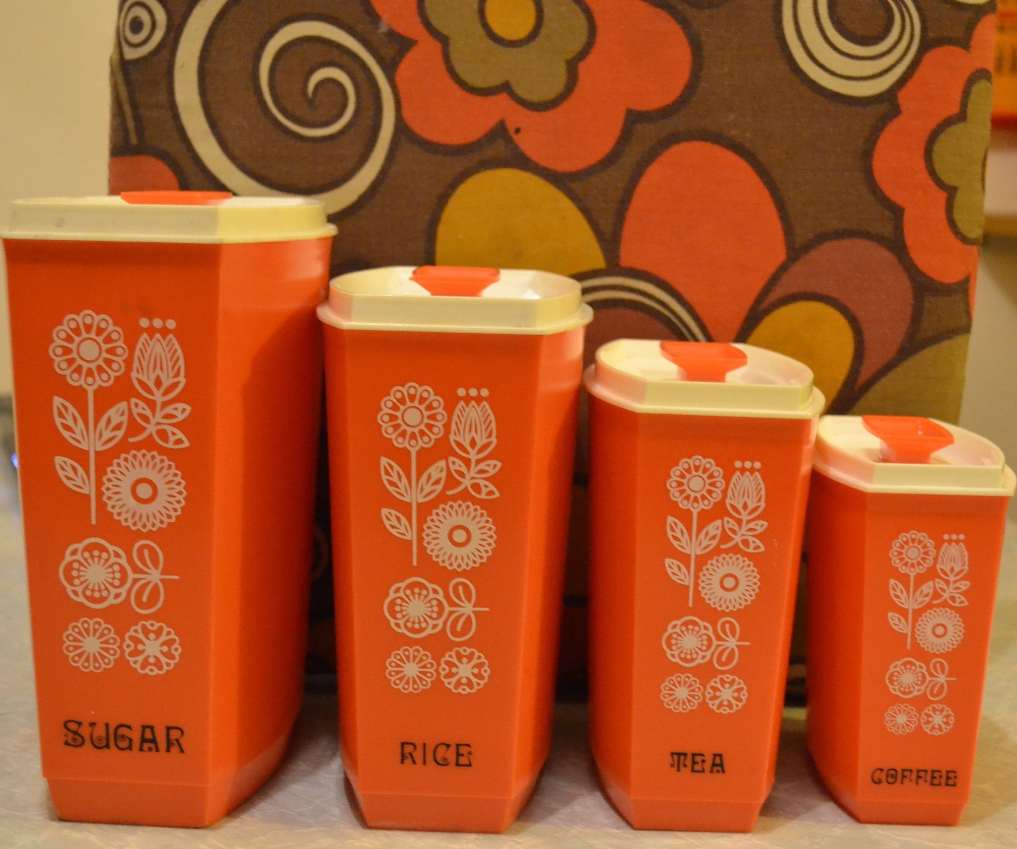 Orange Kitchen Canisters Foter   Orange Canister Set 