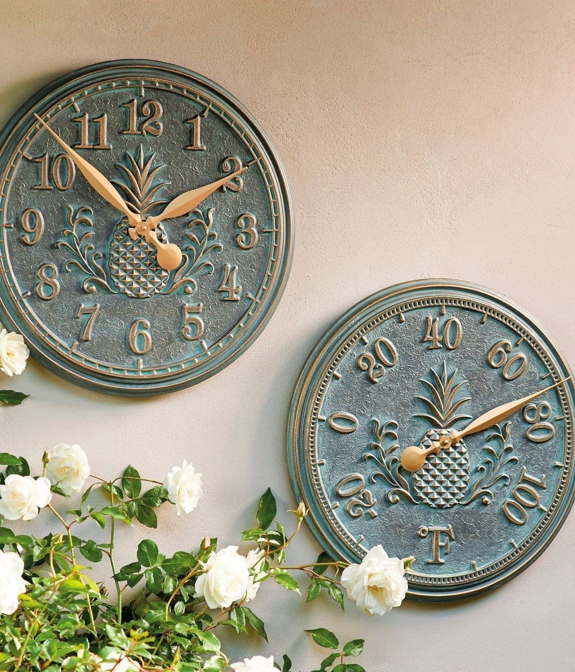 Outdoor Clock And Thermometer Set 