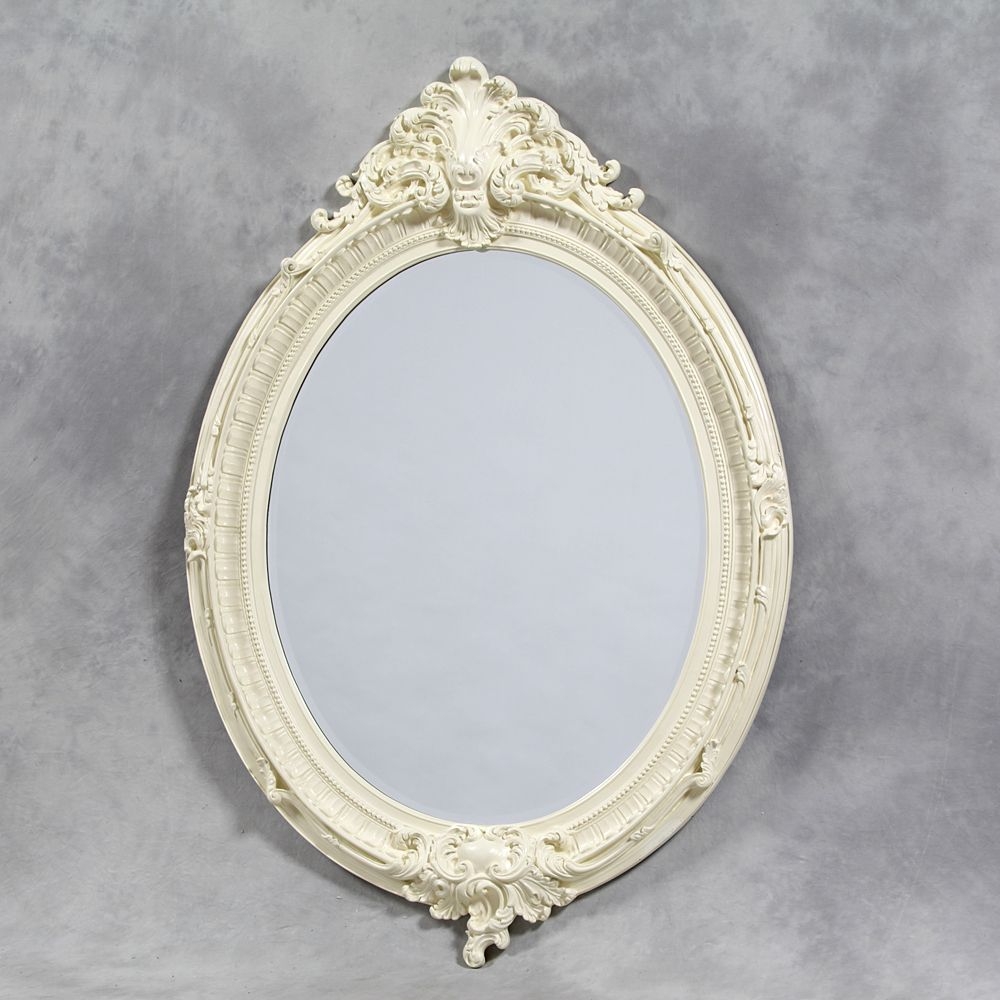 Oval white mirror