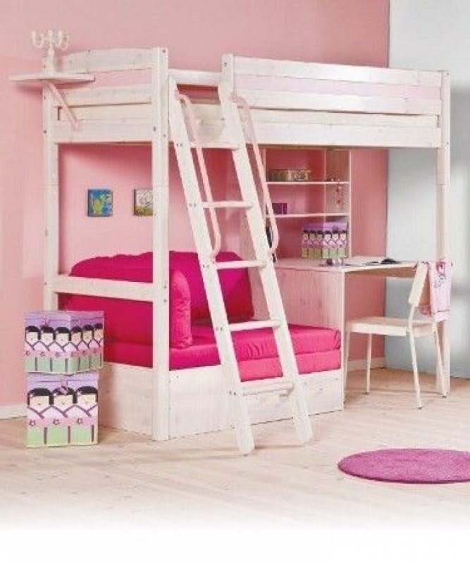 pine bunk bed with desk