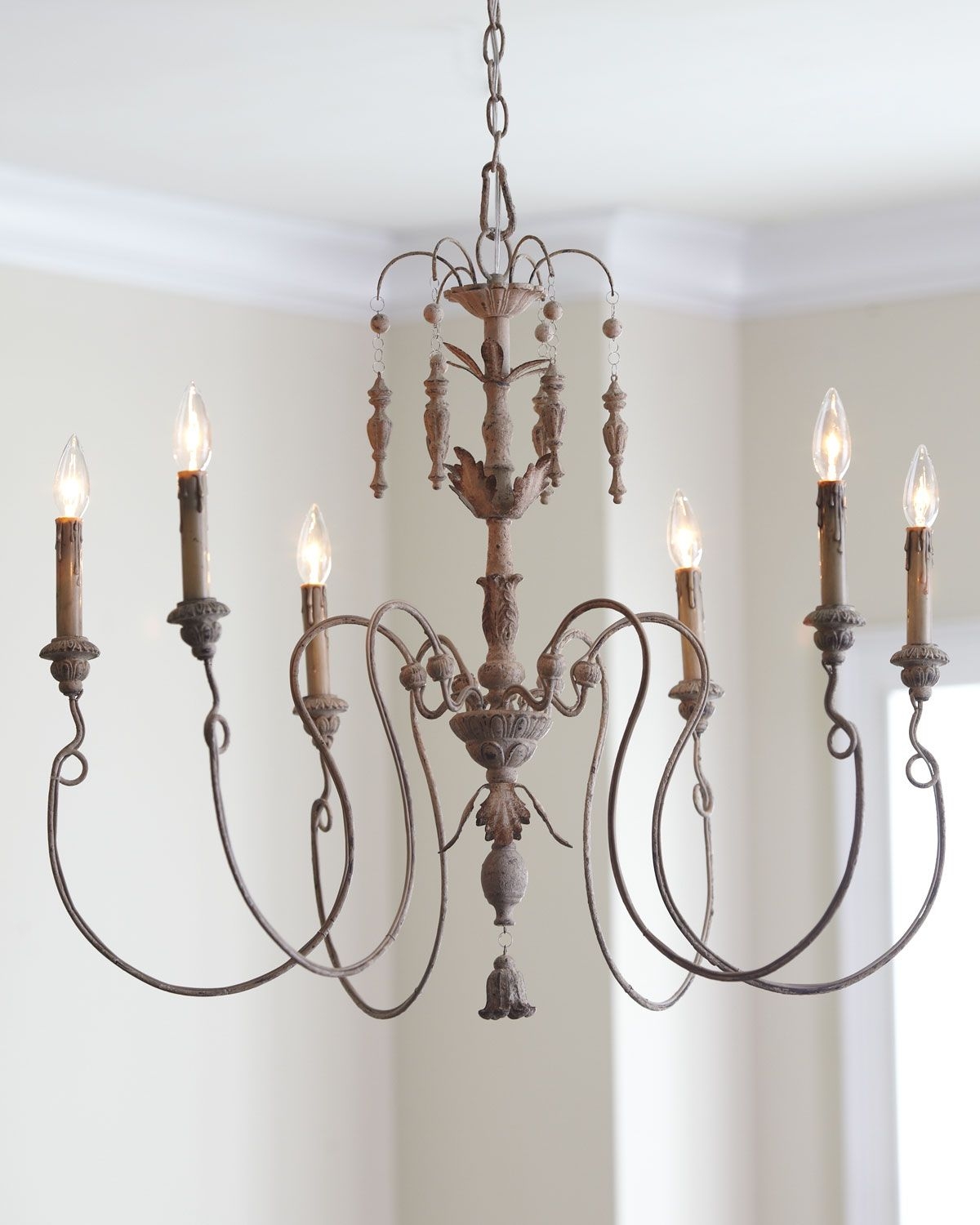Salento Six Light Chandelier With Wood Country Home Baroque Rococo Style Mediterranean Chandeliers New York