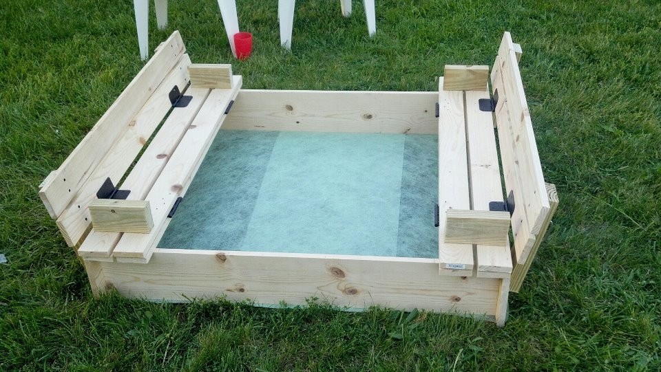 Sandbox with benches