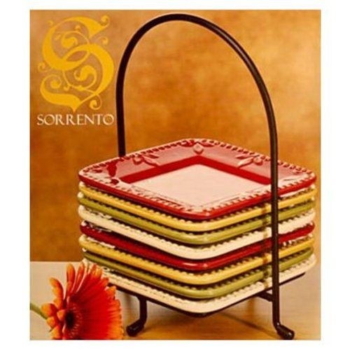 Signature housewares set of 8 sorrento 6 plates in caddy