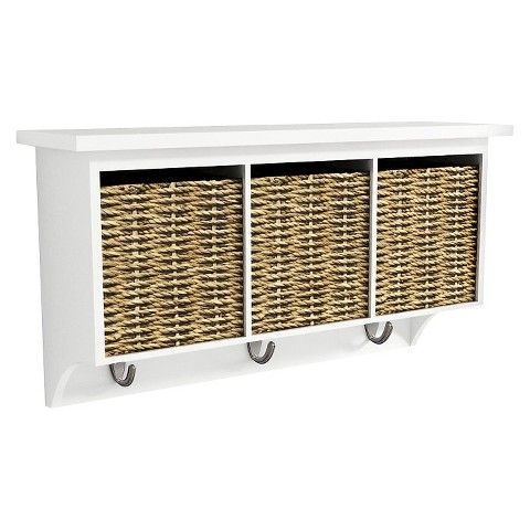 Threshold Entryway Organizer with Seagrass Baskets and Hooks - Assorted Colors