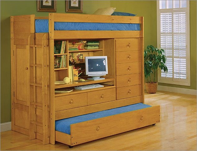 bunk bed all in 1 loft with trundle desk chest closet